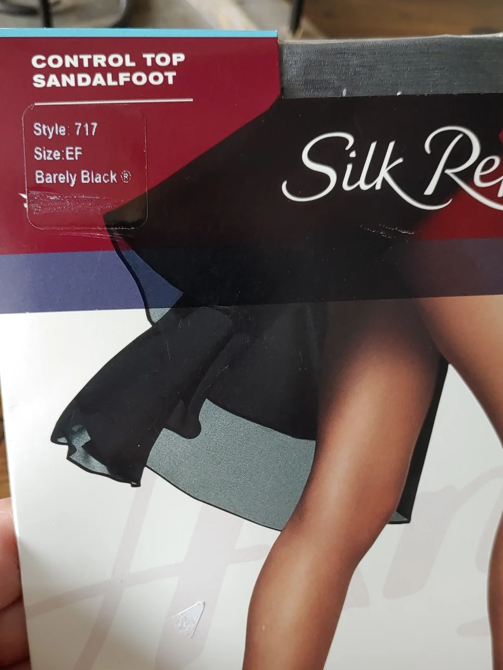 NWT Hanes Silk Reflections Sz EF Sheer Barely Black Control Top Pantyhose